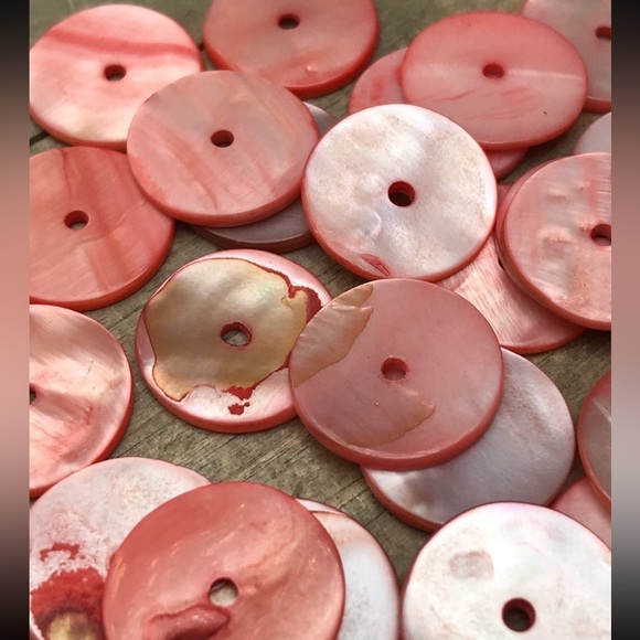 Circle Mother of Pearl Seashell Shell Beads Coral Pink DIY Jewelry making lot - Picture 6 of 17